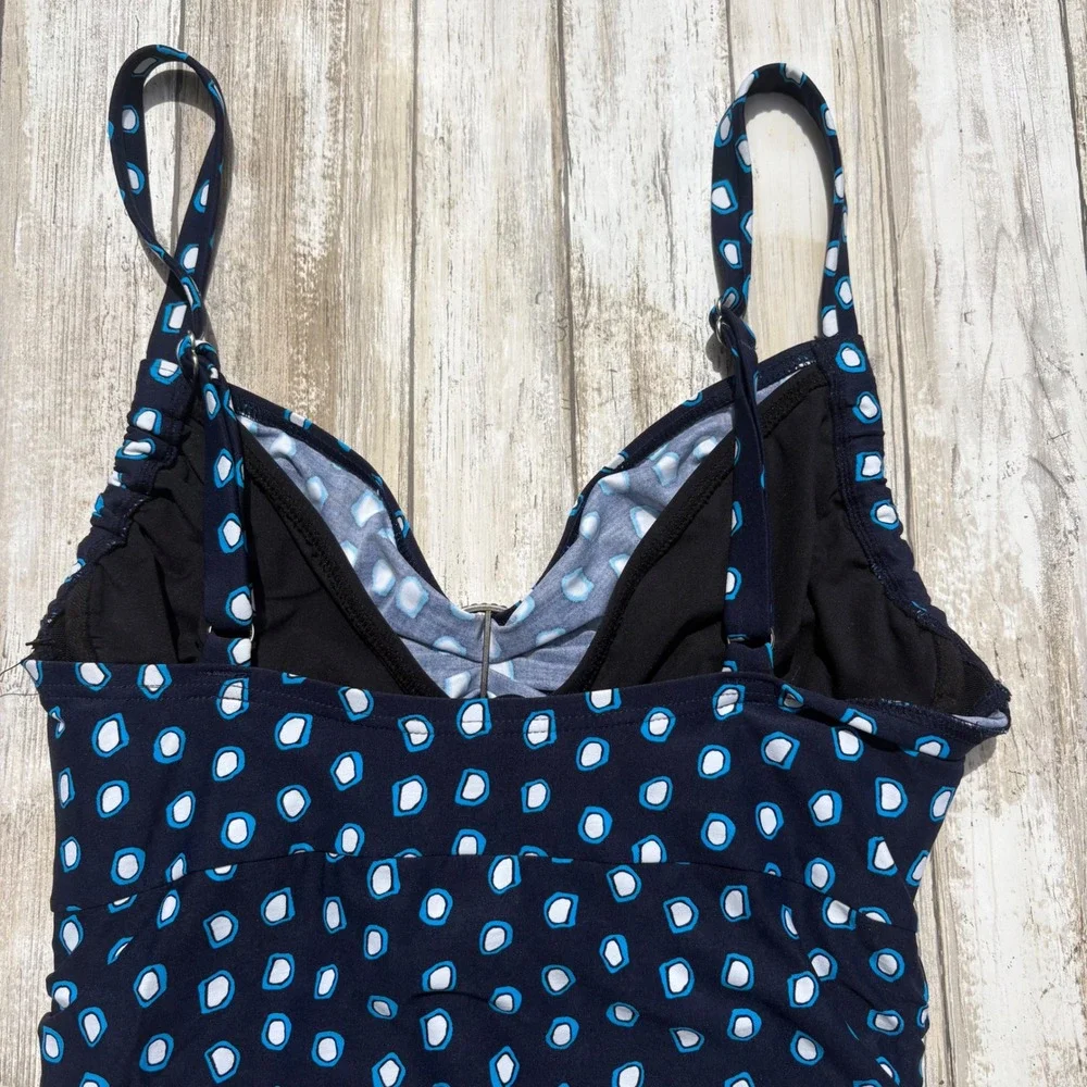 Coco Reef Swimdress 32C Navy Blue NWT Ruched Underwire Ruffle Swimsuit Slimming - Picture 8 of 14